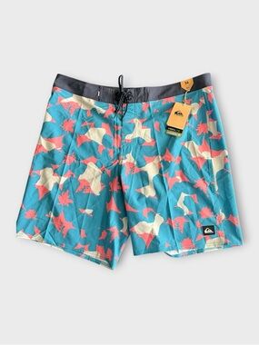 Quiksilver Teal Coral & Cream Floral Board Shorts
